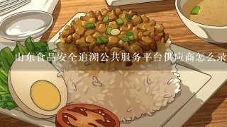 山东食品安全追溯公共服务平台供应商怎么录入